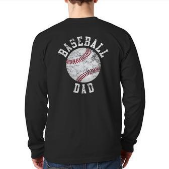 Vintage Baseball Dad Baseball Ball Back Print Long Sleeve T-shirt | Mazezy