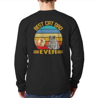 Vintage Best Cat Dad Ever British Shorthair Cats Dad Back Print Long Sleeve T-shirt | Mazezy CA
