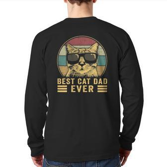 Vintage Best Cat Dad Ever Bump Fit Back Print Long Sleeve T-shirt | Mazezy CA