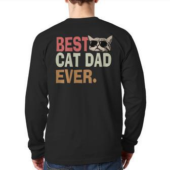 Vintage Best Cat Dad Ever Cat Daddy Father Day Back Print Long Sleeve T-shirt | Mazezy