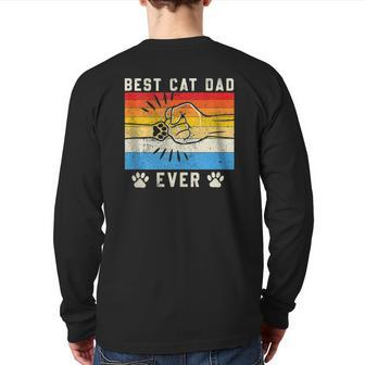 Vintage Best Cat Dad Ever Cat Dad Father Day Back Print Long Sleeve T-shirt | Mazezy