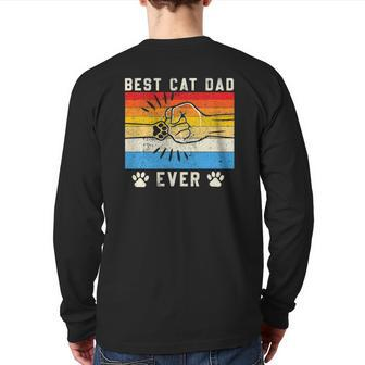 Vintage Best Cat Dad Ever Cat Dad Father's Day Back Print Long Sleeve T-shirt | Mazezy