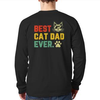 Vintage Best Cat Dad Ever Cat With Sunglasses Father's Day Back Print Long Sleeve T-shirt | Mazezy
