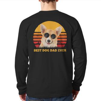Vintage Best Corgi Dog Dad Ever Puppy Fathers Day Back Print Long Sleeve T-shirt | Mazezy