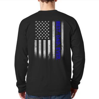 Vintage Best Dad Ever American Flag Distressed Father's Day Back Print Long Sleeve T-shirt | Mazezy