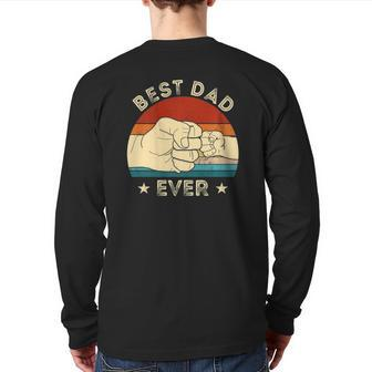 Vintage Best Dad Ever Fist Bump Father's Day Daddy Premium Back Print Long Sleeve T-shirt | Mazezy