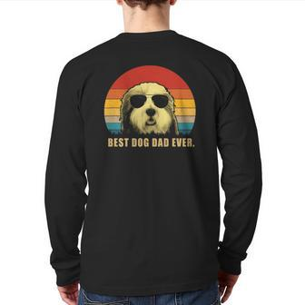 Vintage Best Dog Dad Ever Old English Sheepdog Back Print Long Sleeve T-shirt | Mazezy