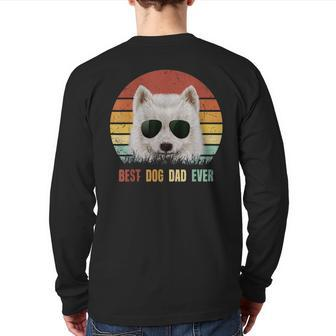 Vintage Best Dog Dad Ever Samoyed Fathers Day Back Print Long Sleeve T-shirt | Mazezy DE