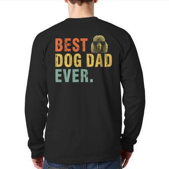 Vintage Best Dog Dad Ever T Poodle Back Print Long Sleeve T-shirt | Mazezy