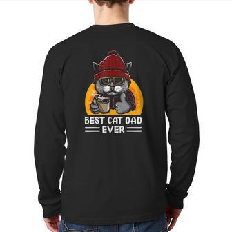 Vintage Best Cat Father Dad Ever Cat Daddy Father's Day Back Print Long Sleeve T-shirt | Mazezy UK