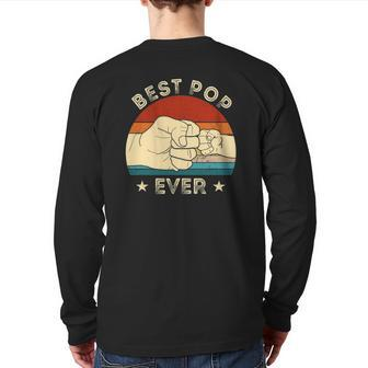 Vintage Best Pop Ever Fist Bump Father's Day Grandpa Back Print Long Sleeve T-shirt | Mazezy