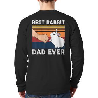 Vintage Best Rabbit Dad Ever Dad Rabbit Back Print Long Sleeve T-shirt | Mazezy