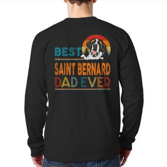 Vintage Best Saint Bernard Dad Ever Father's Day Back Print Long Sleeve T-shirt | Mazezy