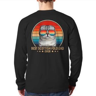 Vintage Best Scottish Fold Dad Ever Father's Day Mens Back Print Long Sleeve T-shirt | Mazezy