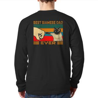 Vintage Best Siamese Cat Dad Ever Back Print Long Sleeve T-shirt | Mazezy