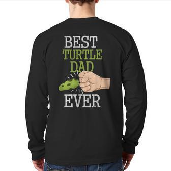 Vintage Best Turtle Dad Ever Fathers Day Animal Lovers Back Print Long Sleeve T-shirt | Mazezy