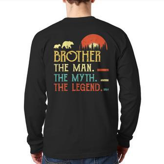 Vintage Brother Man Myth Legend Daddy Grandpa Back Print Long Sleeve T-shirt | Mazezy