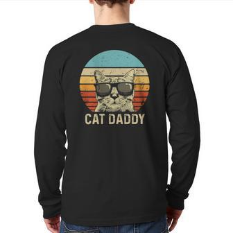 Vintage Cat Daddy Cat Lover Cat Dad Fathers Back Print Long Sleeve T-shirt | Mazezy