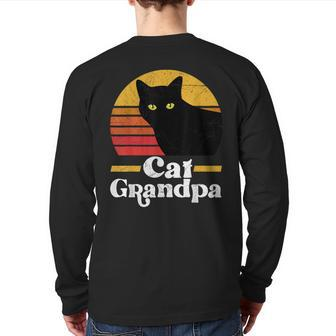 Vintage Cat Grandpa Cat Lover Cat Dad Fathers Day Back Print Long Sleeve T-shirt | Mazezy
