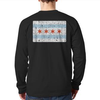 Vintage Chicago Flag Souvenir Back Print Long Sleeve T-shirt - Monsterry DE