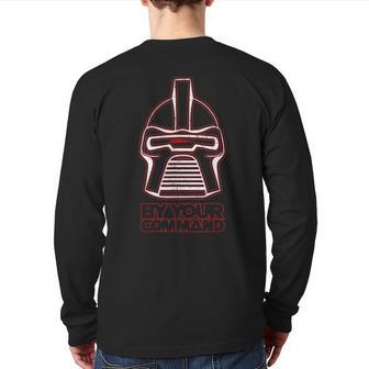 Vintage Classic Cylon By Your Command Quote Back Print Long Sleeve T-shirt - Monsterry DE