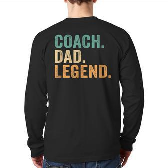Vintage Coach Dad Legend Fathers Day Back Print Long Sleeve T-shirt | Mazezy