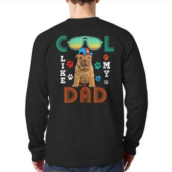 Vintage Cool Like My Dad Costume Shar Pei Wearing Cap Back Print Long Sleeve T-shirt | Mazezy