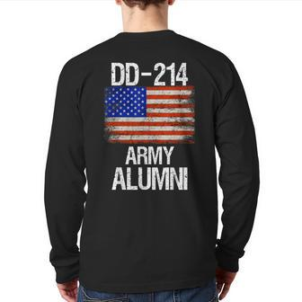 Vintage Dd214 Alumni Us Military Veteran American Flag Back Print Long Sleeve T-shirt | Mazezy