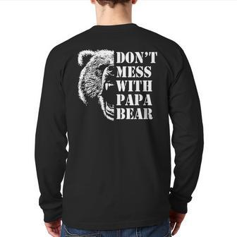 Vintage Don't Mess With Papa Bear Fathers Day Back Print Long Sleeve T-shirt | Mazezy