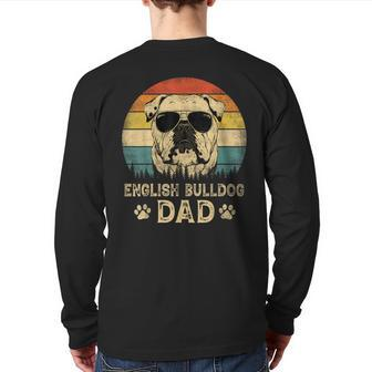 Vintage English Bulldog Dad Dog Lovers Father's Day Back Print Long Sleeve T-shirt | Mazezy