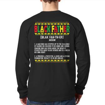 Vintage Fathers Day Black Father Definition African American Back Print Long Sleeve T-shirt | Mazezy