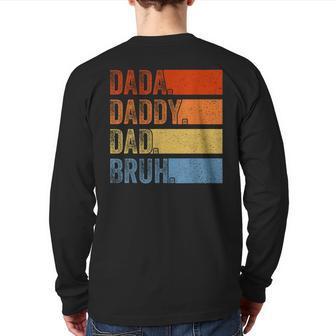 Vintage Father's Day Dada Daddy Dad Bruh Tie Dye Back Print Long Sleeve T-shirt | Mazezy