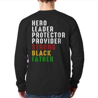 Vintage Fathers Day Strong African American Black Father Back Print Long Sleeve T-shirt | Mazezy