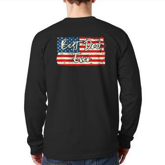 Vintage Flag Father's Day Or 4Th Of July Back Print Long Sleeve T-shirt | Mazezy