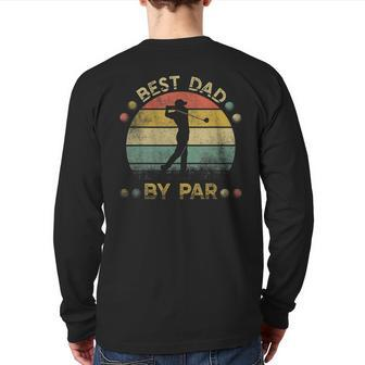 Vintage Golfer Best Dad By Par Back Print Long Sleeve T-shirt | Mazezy