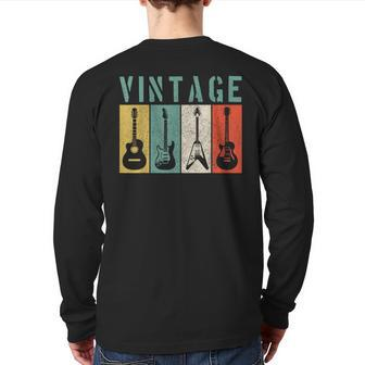 Vintage Guitar Player Retro Guitarist Musician Back Print Long Sleeve T-shirt - Monsterry AU