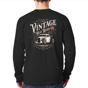 Vintage Hot Rods Usa Forever Classic Car Nostalgia Back Print Long Sleeve T-shirt | Mazezy