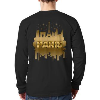 Vintage Metallic Gold Paris T France Holiday Back Print Long Sleeve T-shirt - Monsterry AU