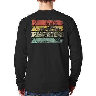 Vintage Motorcycle Papa Biker Motorcycle Rider Father's Day Back Print Long Sleeve T-shirt | Mazezy