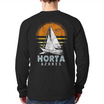 Vintage Nautical Boat Horta Azores Yacht Club Back Print Long Sleeve T-shirt - Monsterry