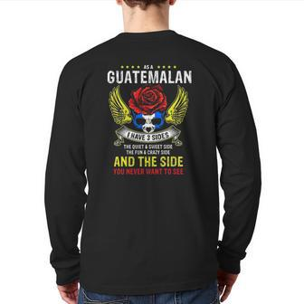 Vintage Patriotic Proud Guatemalan Skull Guatemala Flag Wing Back Print Long Sleeve T-shirt | Mazezy CA