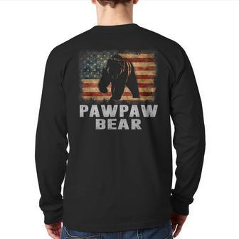 Vintage Pawpaw Bear Pawpaw Wildling Father's Day Dad Back Print Long Sleeve T-shirt | Mazezy