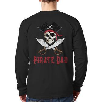 Vintage Pirate Dad Father Halloween Skull Cross Bones Back Print Long Sleeve T-shirt | Mazezy UK