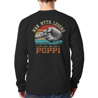 Vintage Poppi Man Myth Legend Daddy Grandpa Ideas Back Print Long Sleeve T-shirt | Mazezy