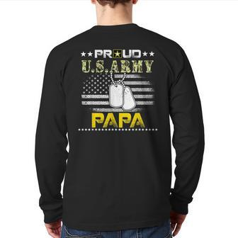 Vintage Proud Papa Usarmy Veteran Flag Back Print Long Sleeve T-shirt | Mazezy UK
