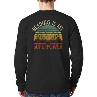 Vintage Reading Bookworm Reading Is My Superpower Back Print Long Sleeve T-shirt - Monsterry AU