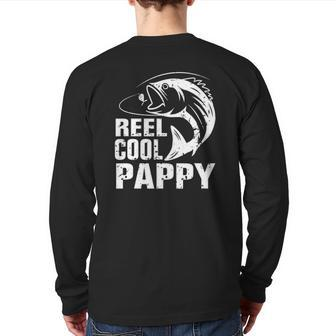 Vintage Reel Cool Pappy Fishing Father's Day Back Print Long Sleeve T-shirt | Mazezy