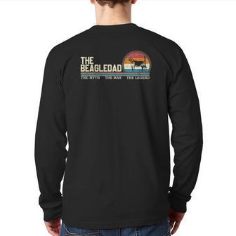 Vintage Retro The Beagle Dog Dad Pet Lover Silhouette Back Print Long Sleeve T-shirt | Mazezy