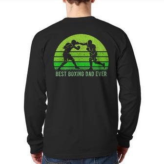 Vintage Retro Best Boxing Dad Ever DadFather's Day Back Print Long Sleeve T-shirt | Mazezy