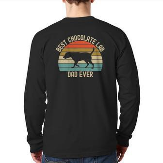 Vintage Retro Best Chocolate Lab Dad Ever Labrador Retriever Back Print Long Sleeve T-shirt | Mazezy CA